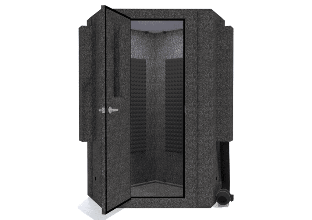 WhisperRoom MDL 127 LP S shown from the front with door open and gray foam