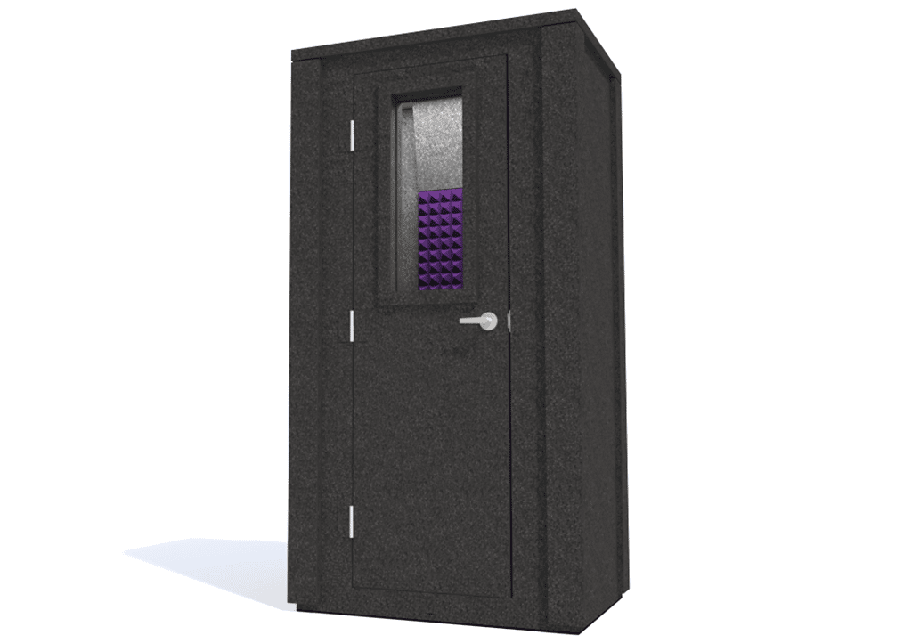 WhisperRoom MDL 4230 E shown with the door closed from the front with purple foam