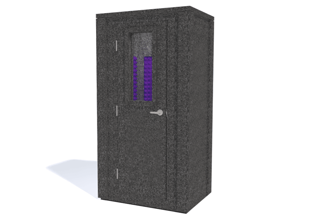 WhisperRoom MDL 4230 E shown from the front with door closed and purple foam