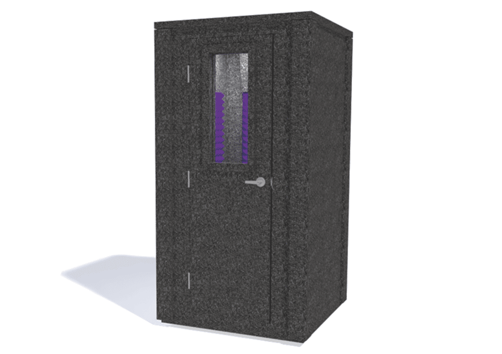 WhisperRoom MDL 4242 E shown from the front with door closed and purple foam