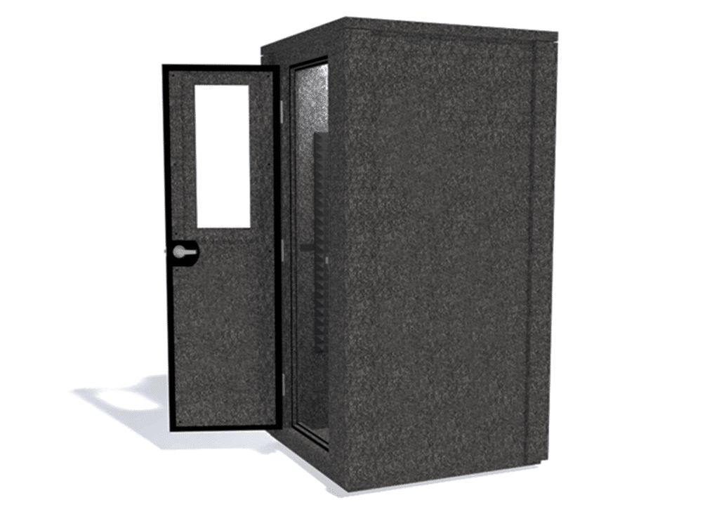 WhisperRoom MDL 4242 E shown from side with door open and gray foam