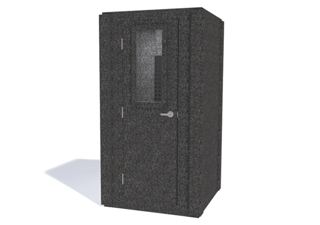 WhisperRoom MDL 4242 S shown from the front with the door closed and gray foam