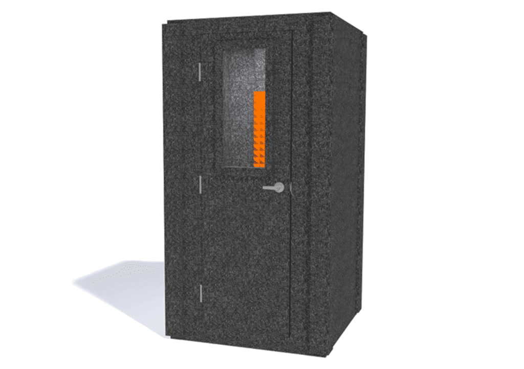 WhisperRoom MDL 4242 S Shown from the front with the door closed and orange foam