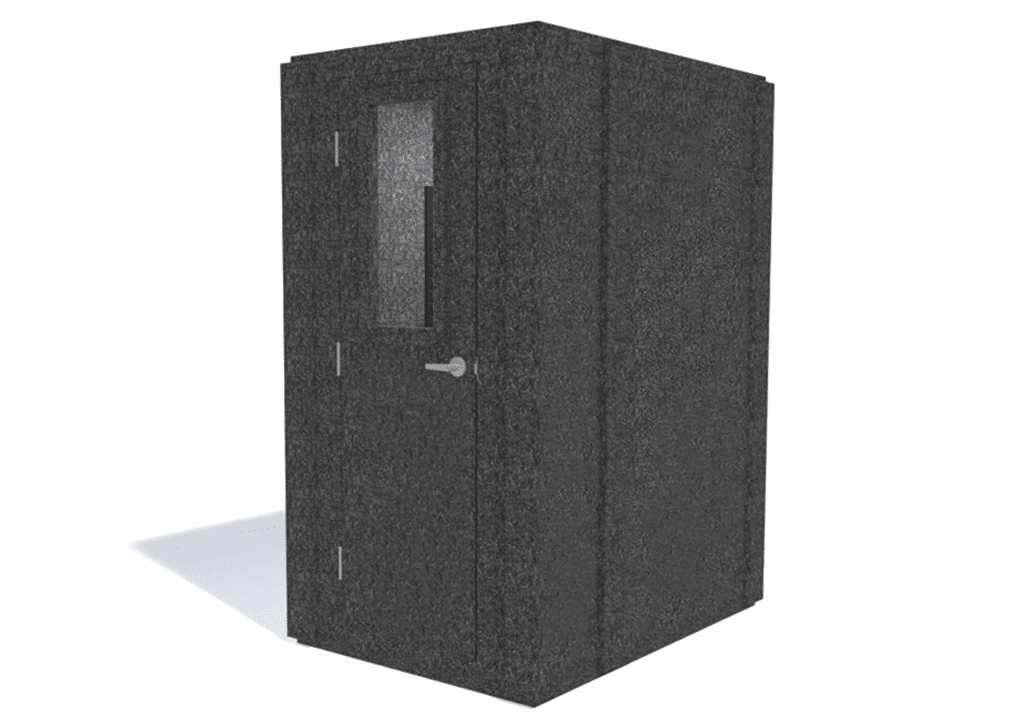 WhisperRoom MDL 4260 S shown from the front with door closed and gray foam
