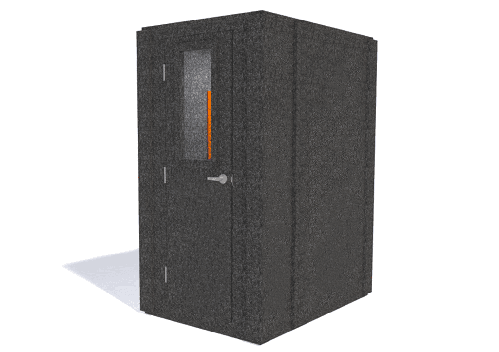 WhisperRoom MDL 4260 S shown from the front with the door closed and orange foam