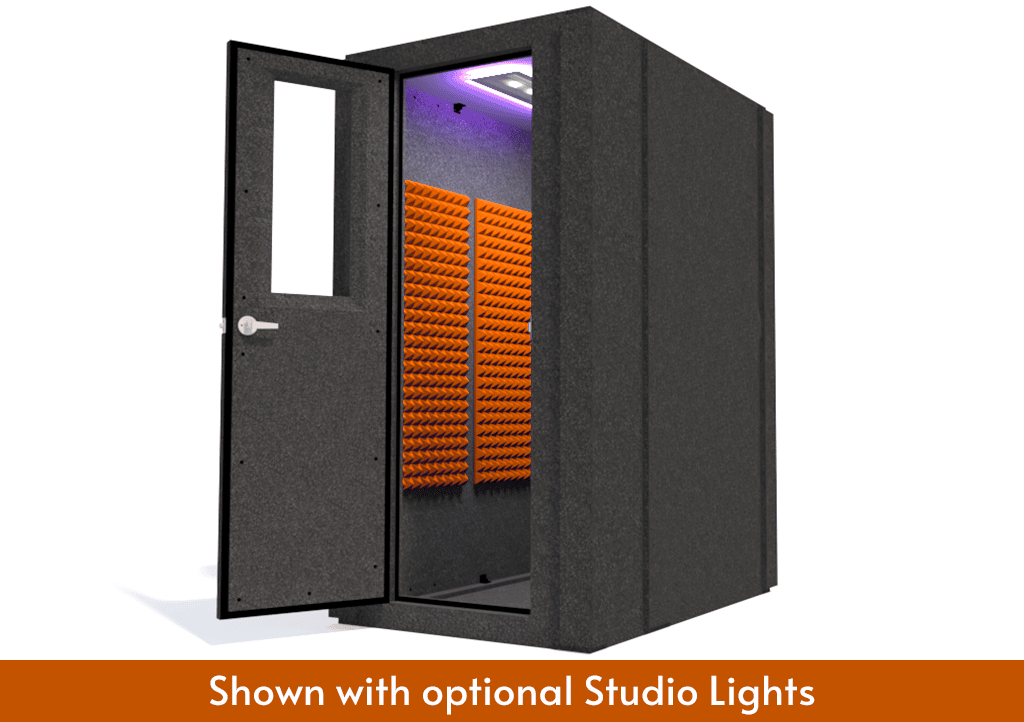 WhisperRoom MDL 4260 S shown with the door open from the front with orange foam