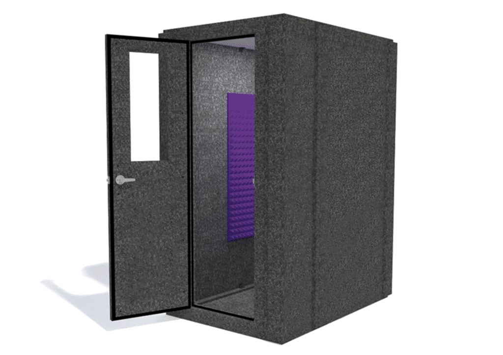 WhisperRoom MDL 4260 S shown from the front with door open and purple foam