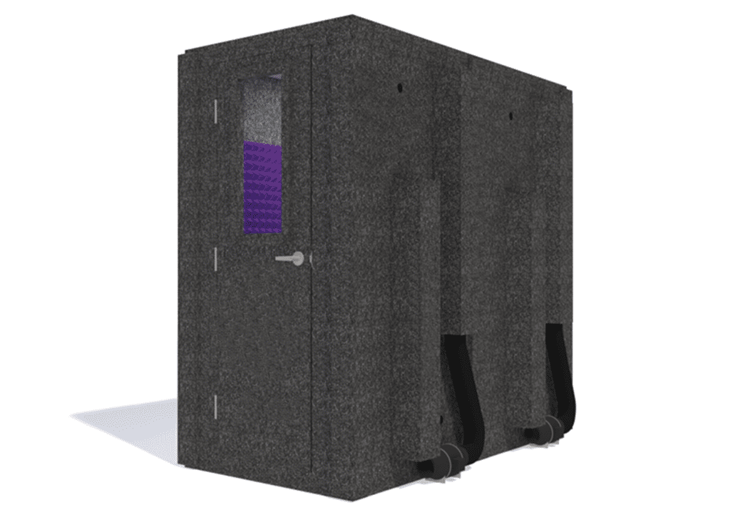 WhisperRoom MDL 4284 S shown from the front with door closed and purple foam