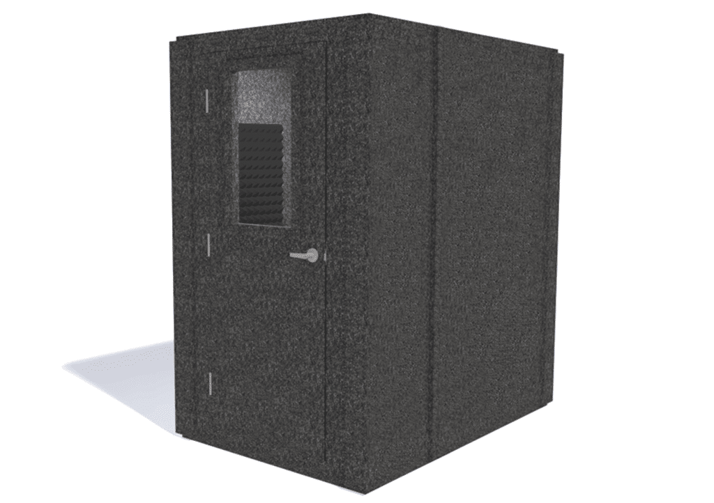 WhisperRoom MDL 4872 S shown from the front with door closed and gray foam