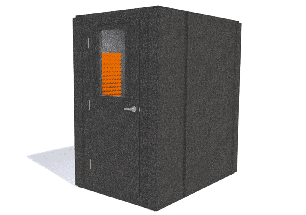 WhisperRoom MDL 4872 S shown from the front with closed door and orange foam