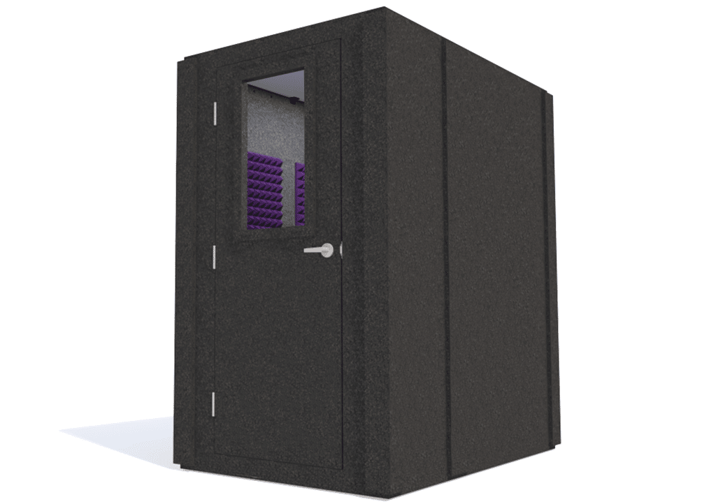 WhisperRoom MDL 4872 S shown with the door closed from the front with purple foam