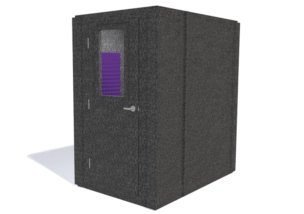 WhisperRoom MDL 4872 S shown from the front with closed door and purple foam