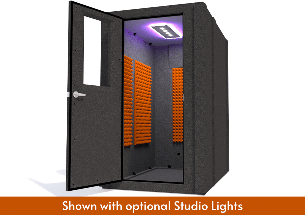 WhisperRoom MDL 4872 S shown with the door open from the front with orange foam