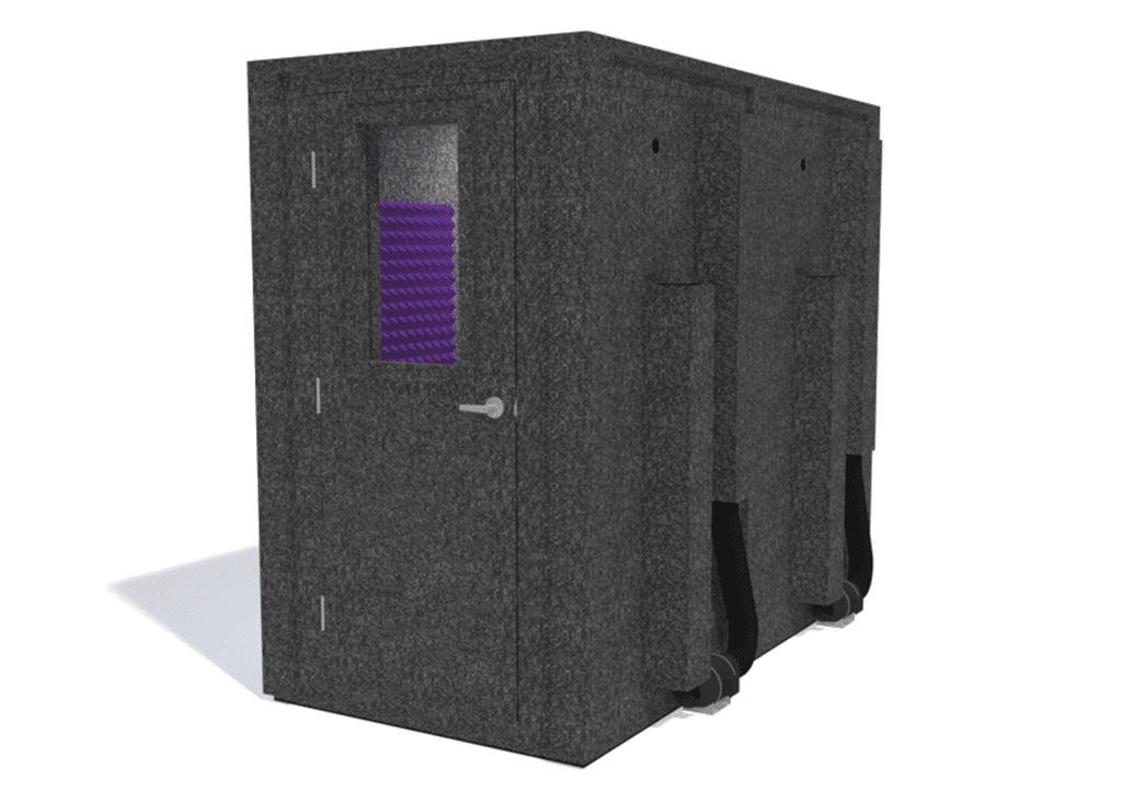 WhisperRoom MDL 4896 E shown from the front with door closed and purple foam