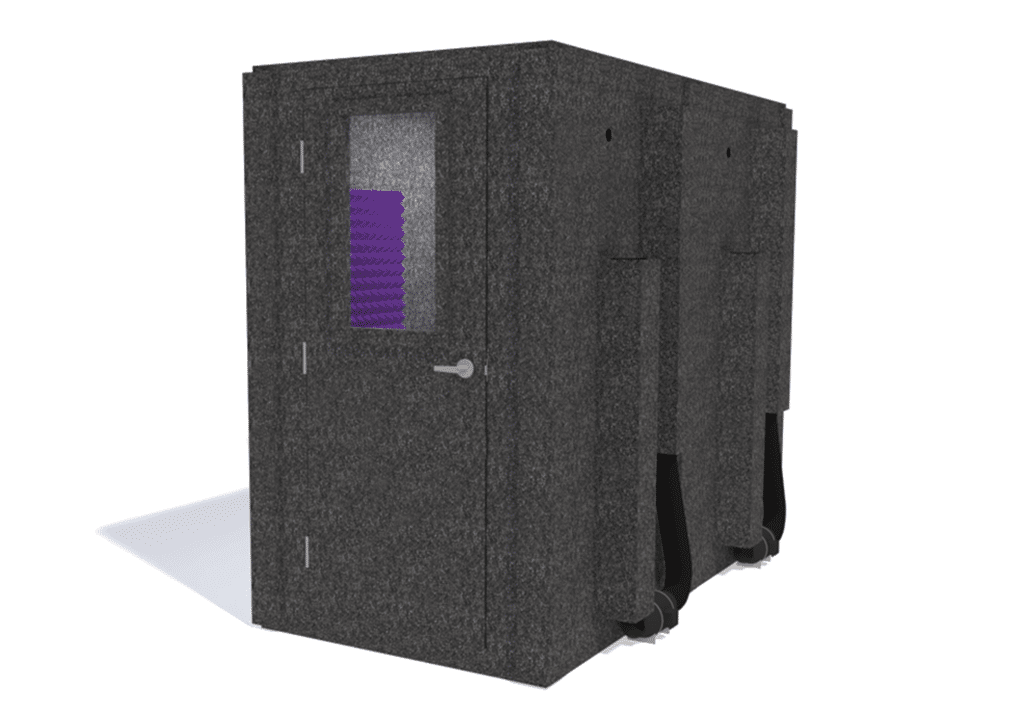 WhisperRoom MDL 4896 S shown from the front with door closed and purple foam