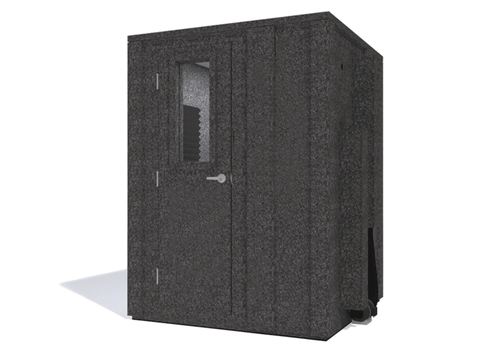 WhisperRoom MDL 6060 E shown from the front with door closed and gray foam