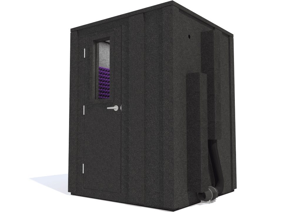 WhisperRoom MDL 6060 E shown with the door closed from the front with purple foam