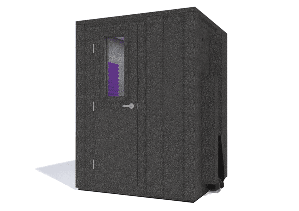 WhisperRoom MDL 6060 E shown from the front with door closed and purple foam