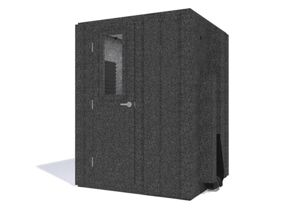 WhisperRoom MDL 6060 S shown from the front with door closed and gray foam