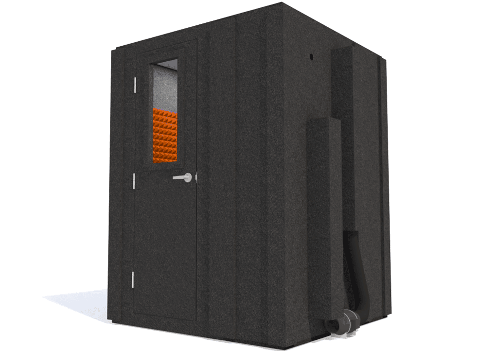 WhisperRoom MDL 6060 S shown with the door closed from the front with orange foam