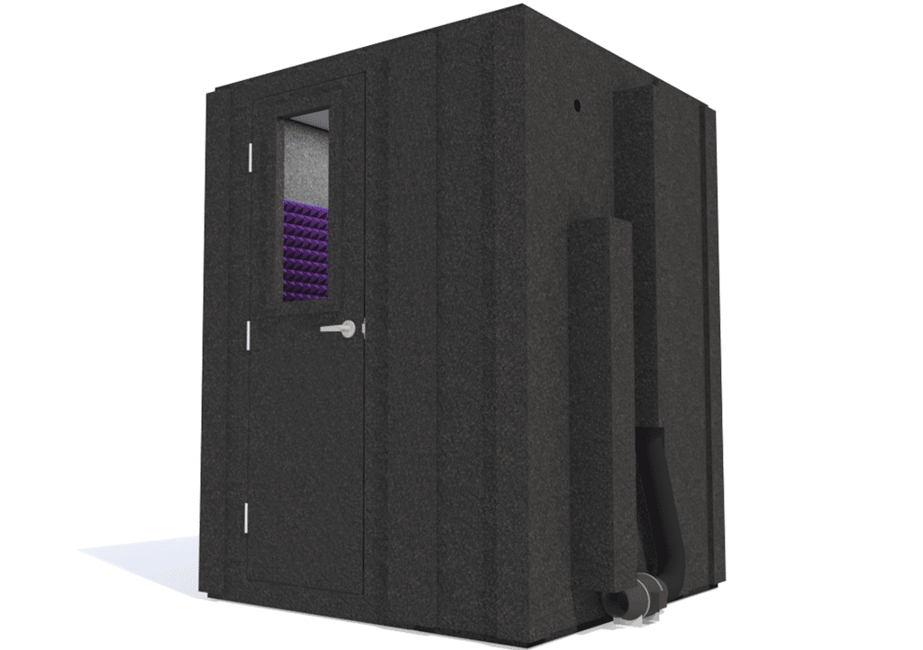 WhisperRoom MDL 6060 S shown with the door closed from the front with purple foam