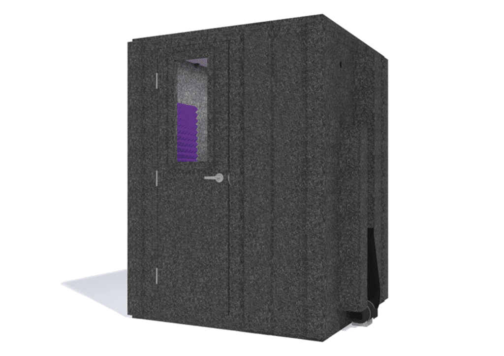 WhisperRoom MDL 6060 S shown from the front with door closed and purple foam