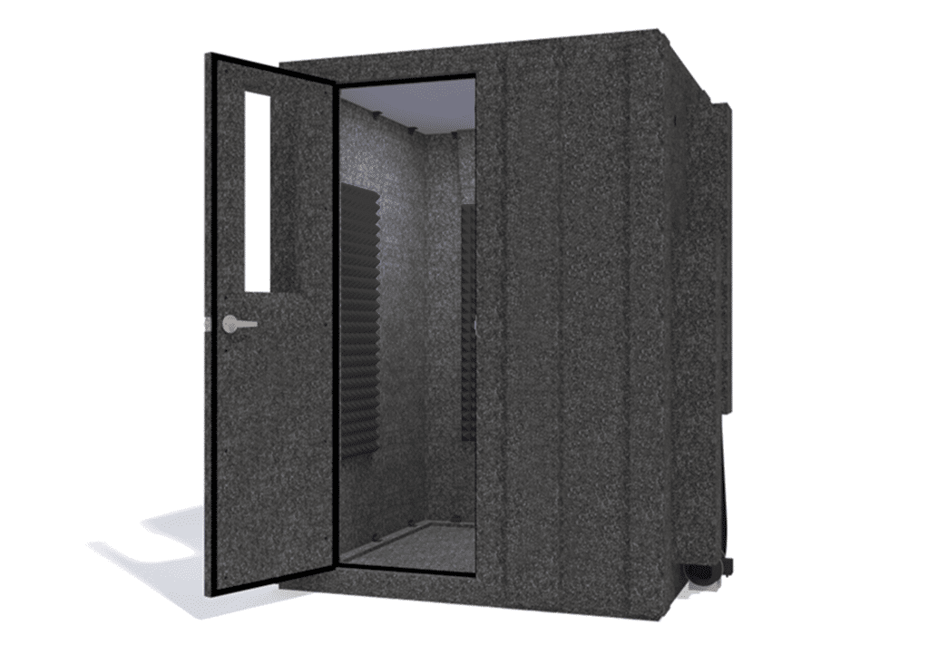 WhisperRoom MDL 6060 S shown from the front with door open and gray foam