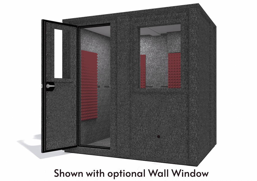 WhisperRoom MDL 6084 E shown from the front with door open and burgundy foam