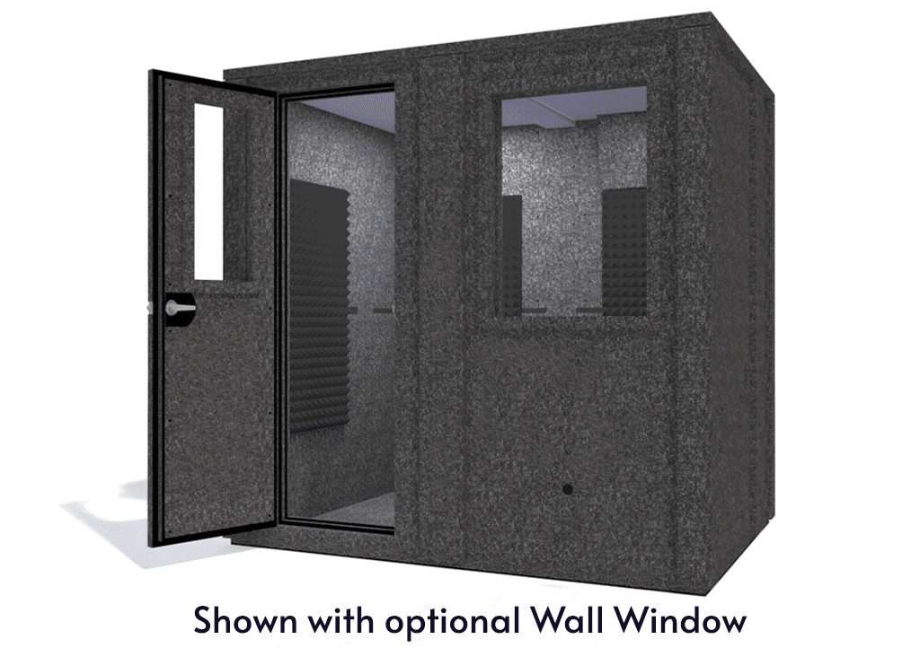 WhisperRoom MDL 6084 E shown from the front with door open and gray foam