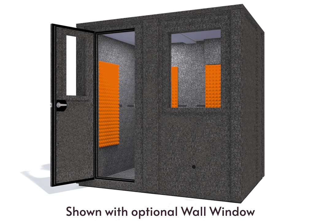 WhisperRoom MDL 6084 E shown from the front with door open and orange foam