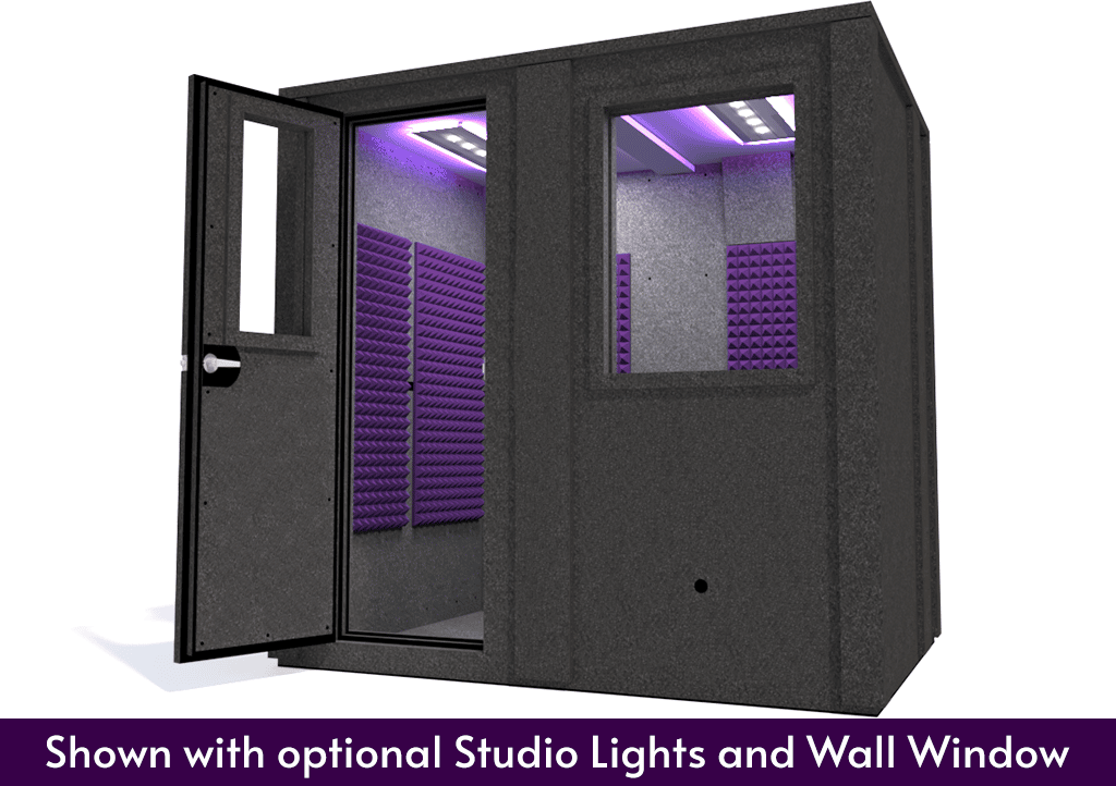 WhisperRoom MDL 6084 E shown with the door open from the front with purple foam