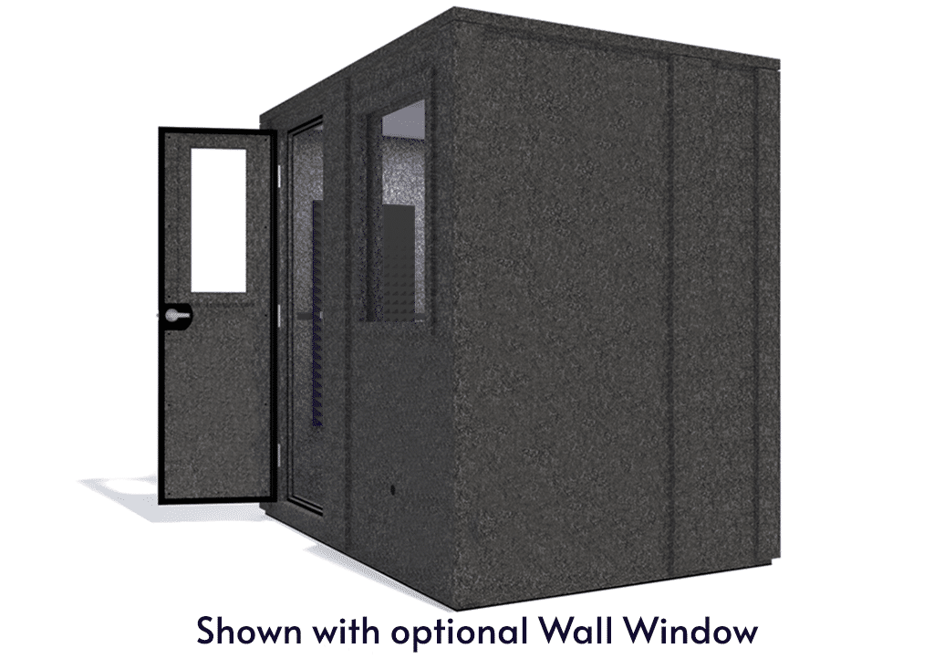 WhisperRoom MDL 6084 E shown from the side with door open and gray foam