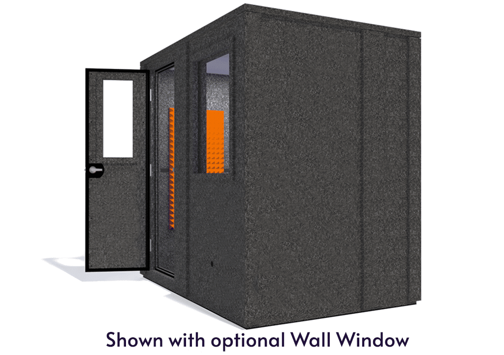 WhisperRoom MDL 6084 E shown from the side with door open and orange foam
