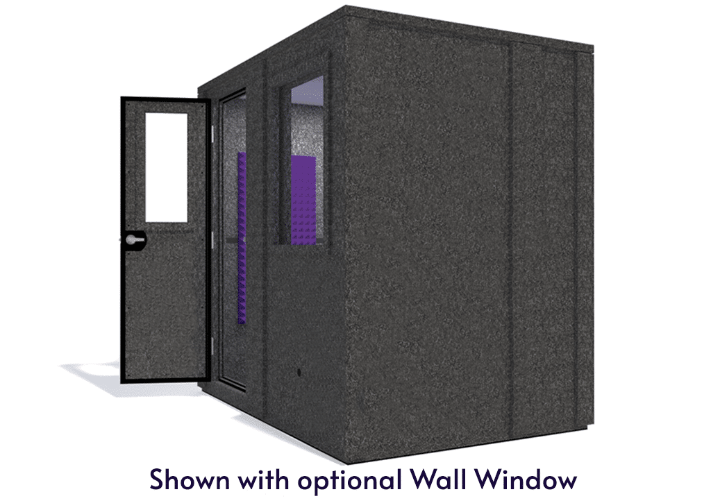 WhisperRoom MDL 6084 E shown from the side with door open and purple foam