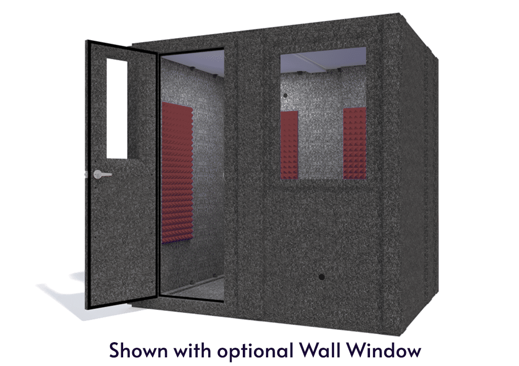 WhisperRoom MDL 6084 S shown from the front with door open and burgundy foam