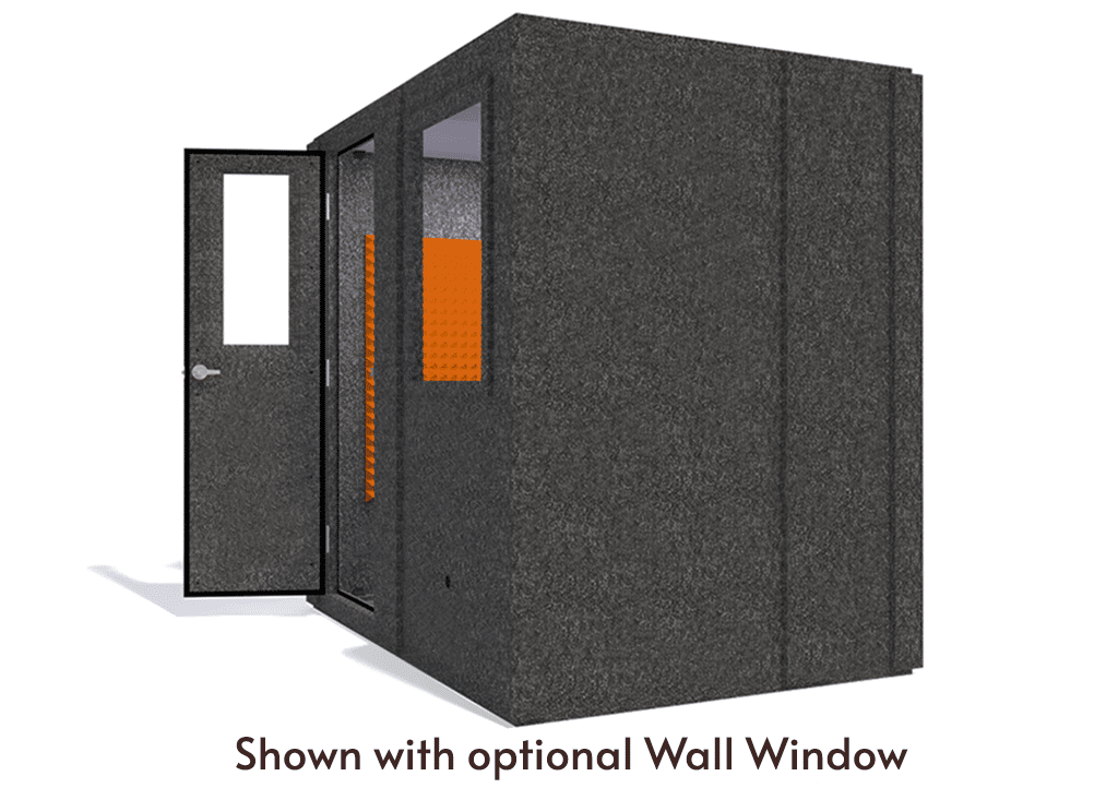 WhisperRoom MDL 6084 S shown from the side with door open and orange foam