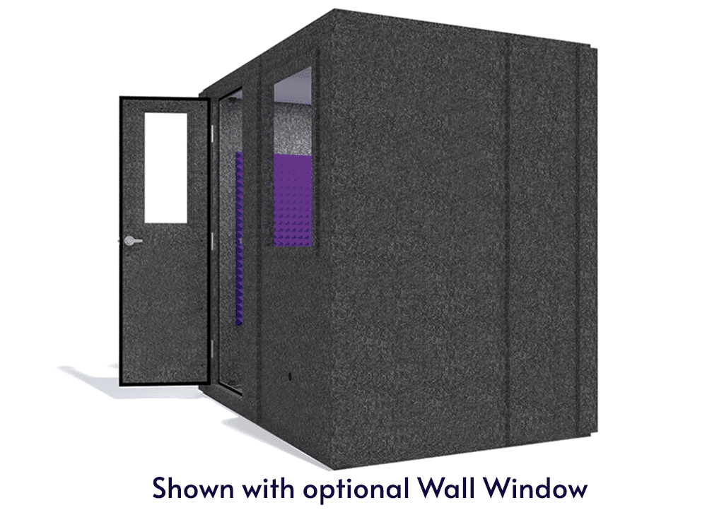 WhisperRoom MDL 6084 S shown from the side with door open and purple foam