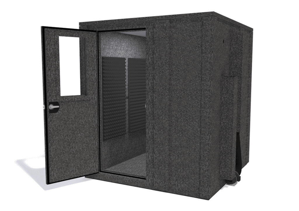 WhisperRoom MDL 7272 E shown from the front with door closed and gray foam