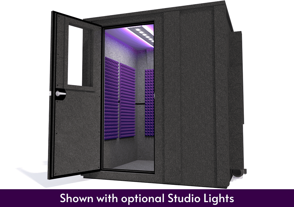 WhisperRoom MDL 7272 E shown with the door open from the front with purple foam