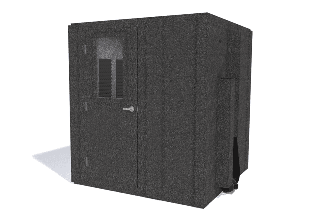 WhisperRoom MDL 7272 S shown from the front with door closed and gray foam