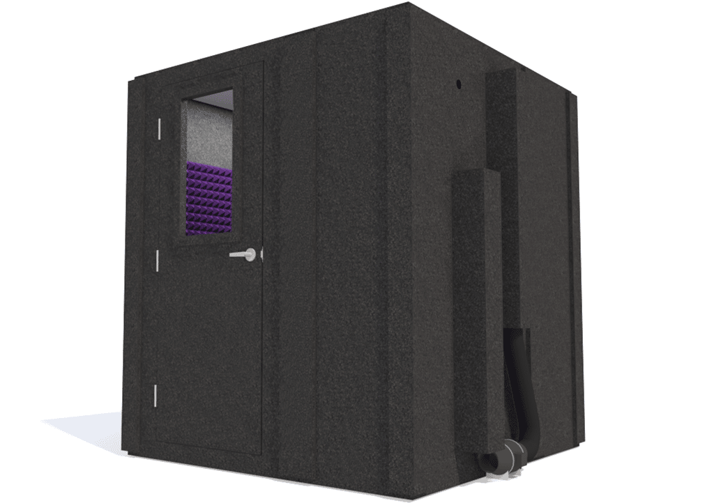 WhisperRoom MDL 7272 S shown from the front with the door closed and purple foam