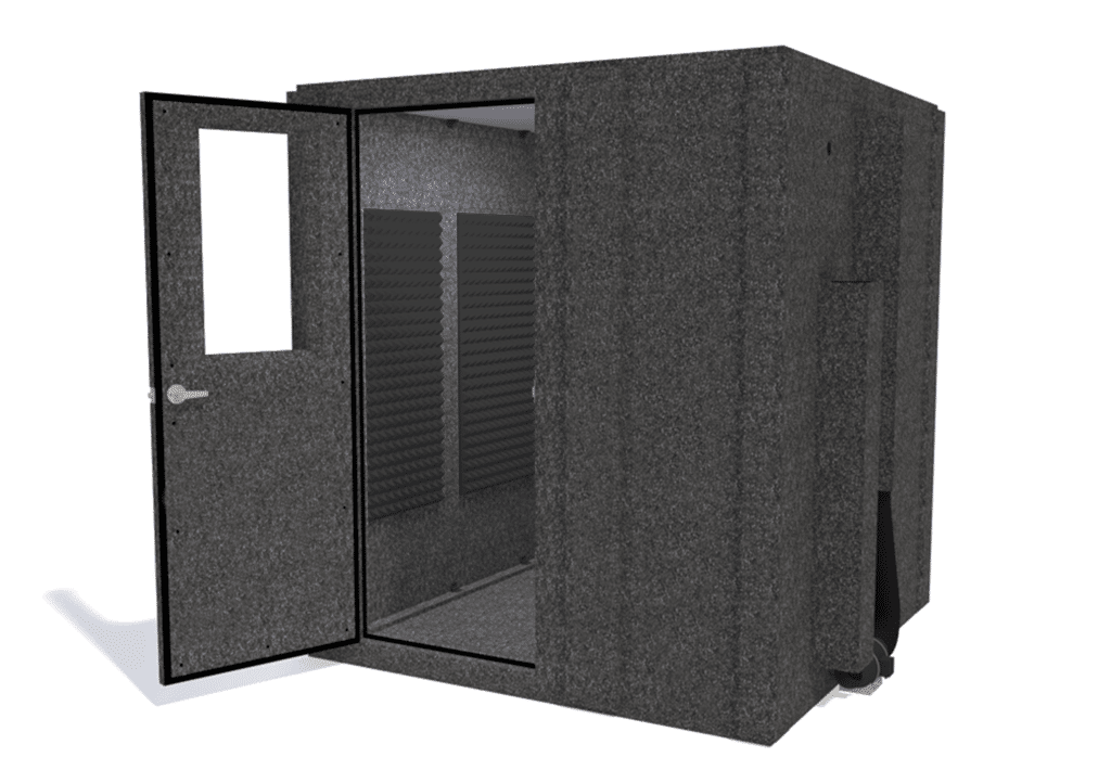 WhisperRoom MDL 7272 S shown from the front with door open and gray foam