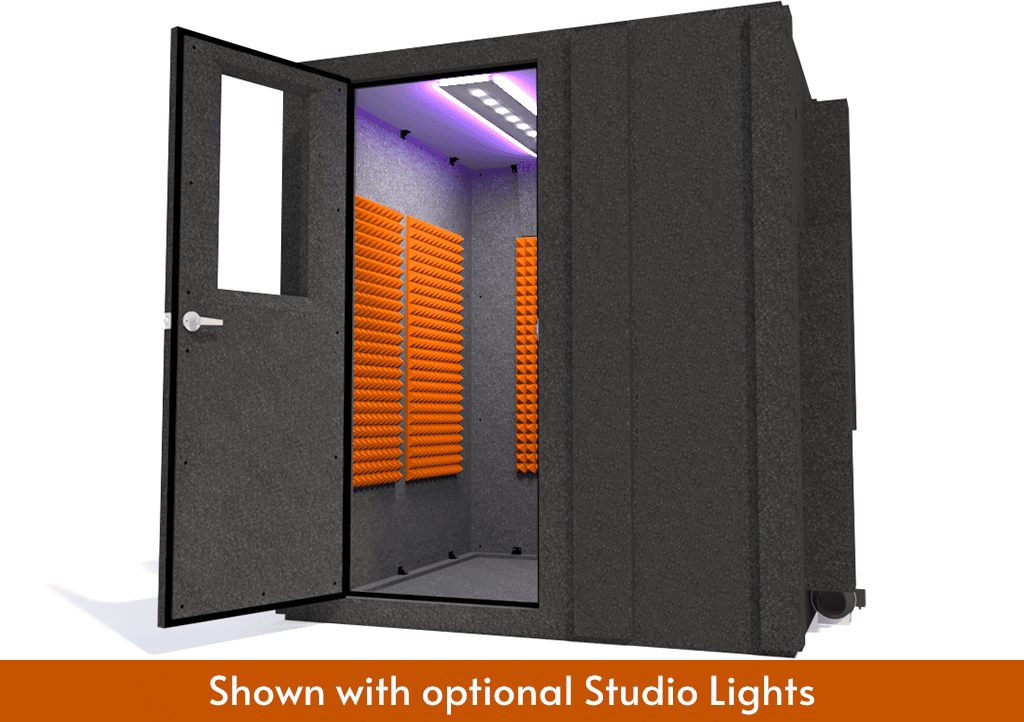 WhisperRoom MDL 7272 S shown with the door open from the front with orange foam