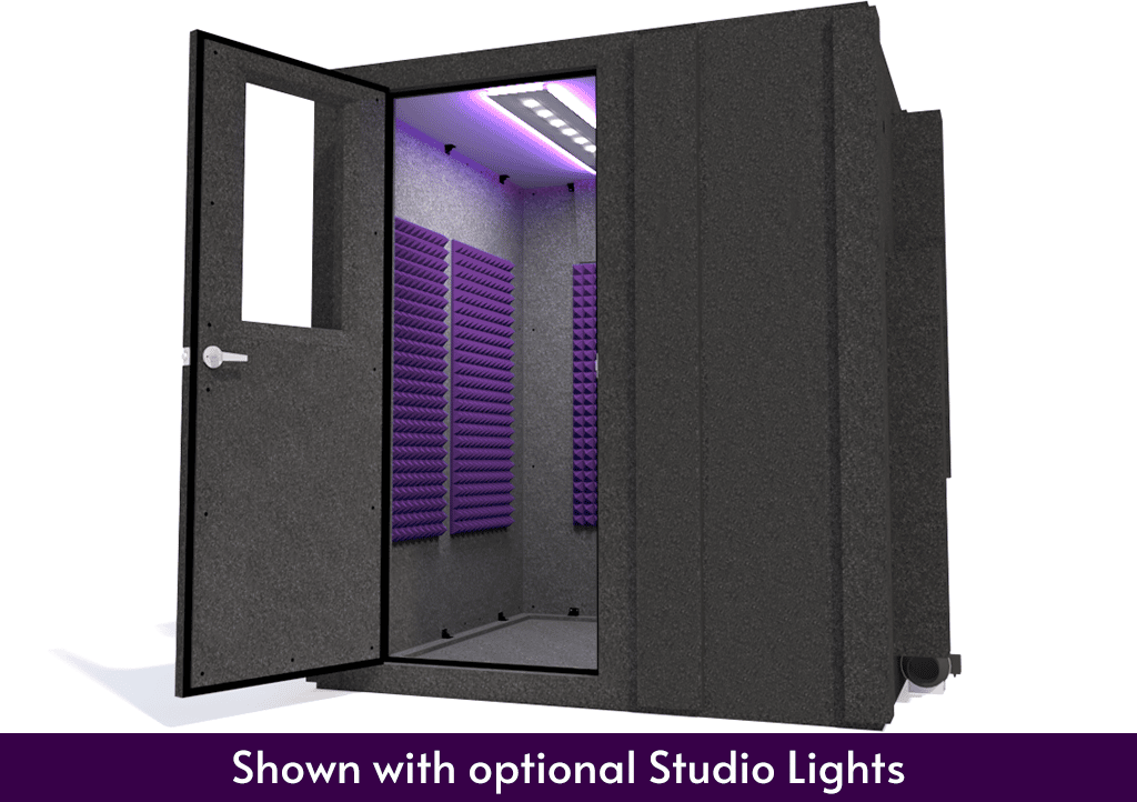 WhisperRoom MDL 7272 S shown with the door open from the front with purple foam