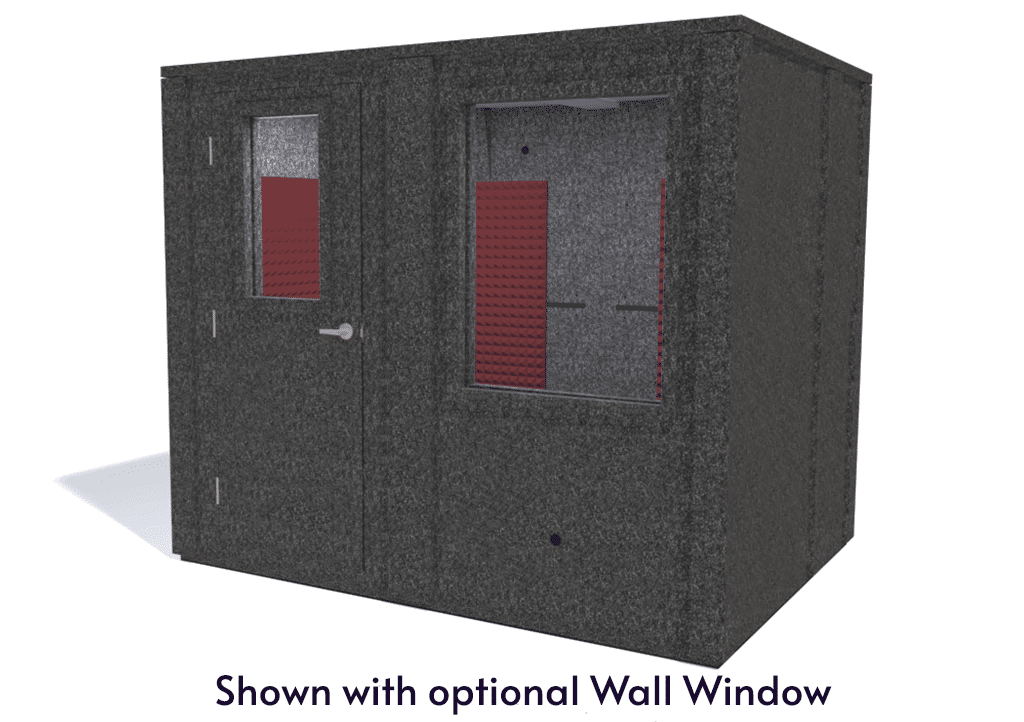WhisperRoom MDL 7296 E shown from the front with door closed and burgundy foam