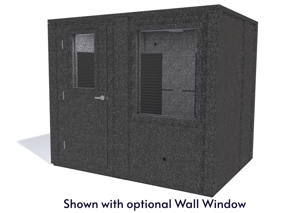 WhisperRoom MDL 7296 E shown from the front with door closed and gray foam