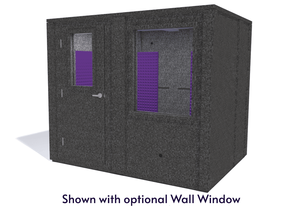 WhisperRoom MDL 7296 E shown from the front with door closed and purple foam