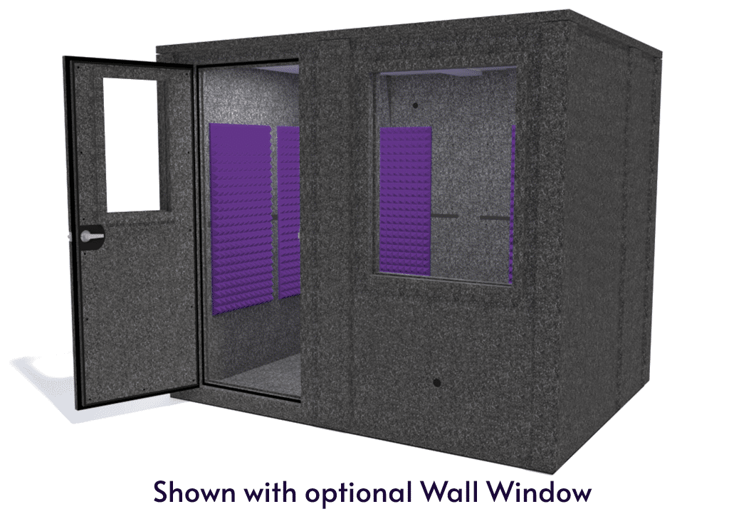 WhisperRoom MDL 7296 E shown from the front with door open and purple foam