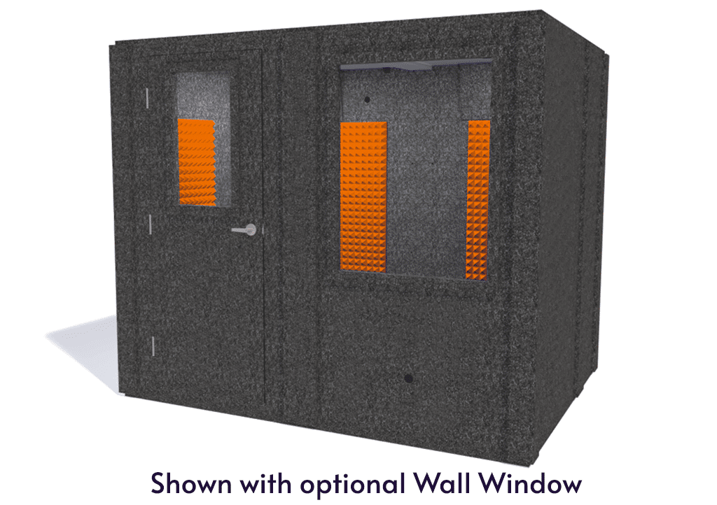 WhisperRoom MDL 7296 S shown from the front with door open and orange foam