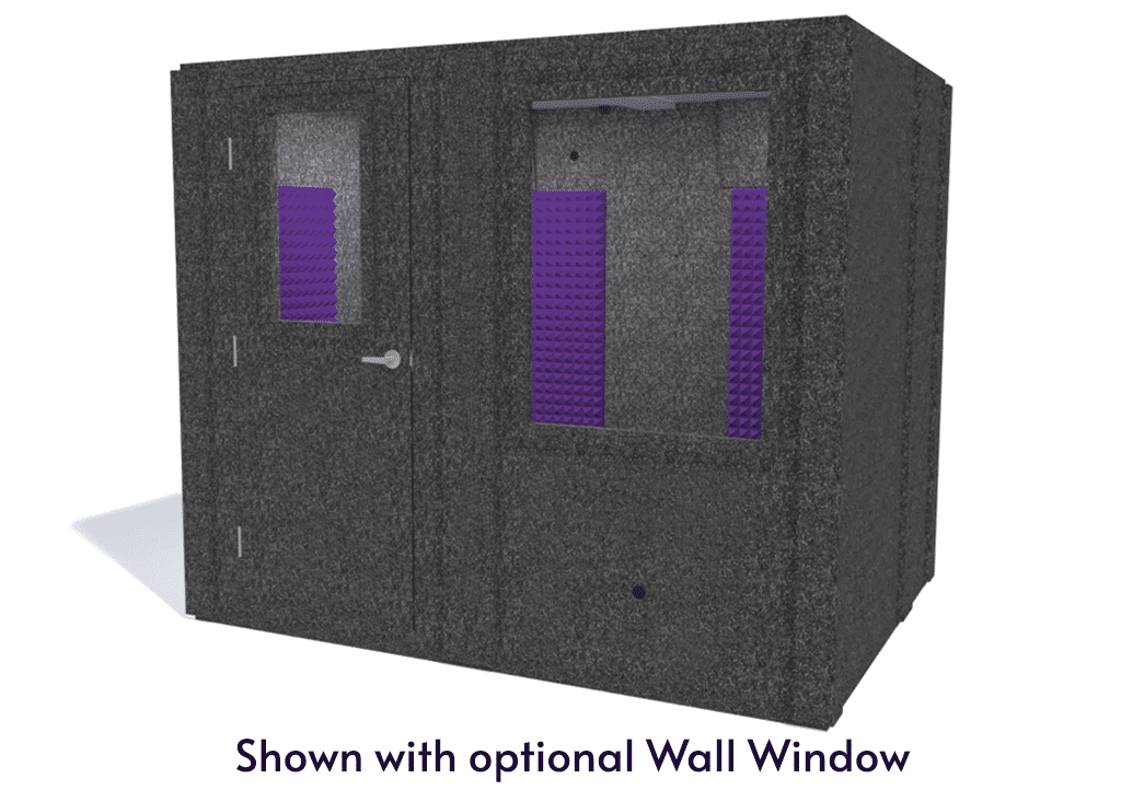 WhisperRoom MDL 7296 S shown from the front with door closed and purple foam